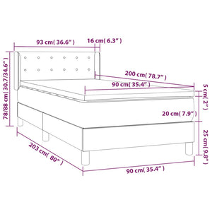 Giroletto a Molle con Materasso Grigio Scuro 90x200 cm Tessuto 3130002