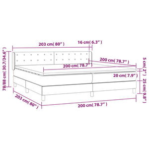 Giroletto a Molle con Materasso Grigio Scuro 200x200 cm Tessuto 3130058