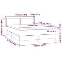 Giroletto a Molle con Materasso Grigio Scuro 140x200cm Tessuto 3130194