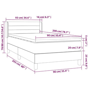 Giroletto a Molle con Materasso Marrone Scuro 90x200 cm Tessuto 3130324