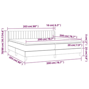 Giroletto a Molle con Materasso Grigio Scuro 200x200 cm Tessuto 3130458