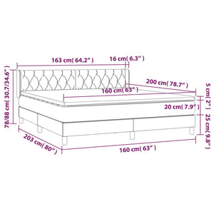 Giroletto a Molle con Materasso Grigio Chiaro160x200 cm Tessuto 3130521