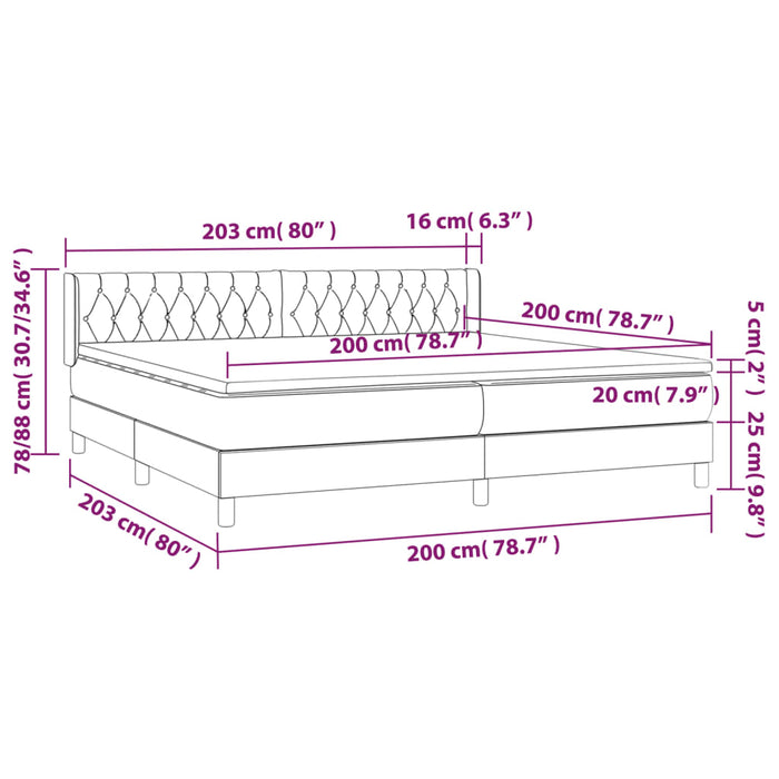 Giroletto a Molle con Materasso Tortora 200x200 cm in Tessuto 3130541