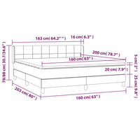 Giroletto a Molle con Materasso Grigio Chiaro 160x200cm Velluto cod mxl 36594