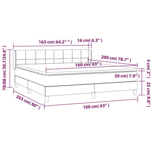 Giroletto a Molle con Materasso Grigio Chiaro 160x200cm Velluto cod mxl 36594