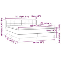 Giroletto a Molle con Materasso Grigio Scuro 160x200 cm Velluto 3130968