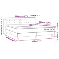 Giroletto a Molle con Materasso Rosa 160x200 cm in Velluto 3131212