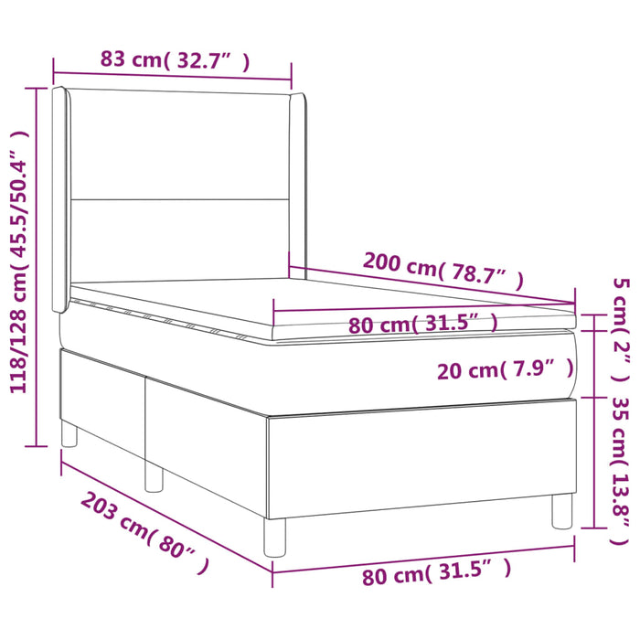 Giroletto a Molle con Materasso Tortora 80x200 cm inTessuto 3131229