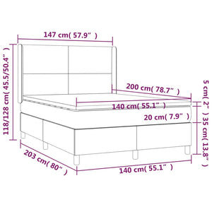 Giroletto a Molle con Materasso Grigio Chiaro 140x200cm Tessuto cod mxl 37277