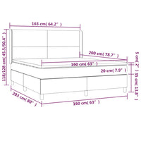 Giroletto a Molle con Materasso Grigio Chiaro160x200 cm Tessuto cod mxl 34786