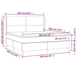 Giroletto a Molle con Materasso Grigio Scuro 160x200 cm Tessuto cod mxl 36736