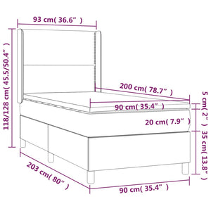 Giroletto a Molle con Materasso Marrone Scuro 90x200 cm Tessuto 3131324