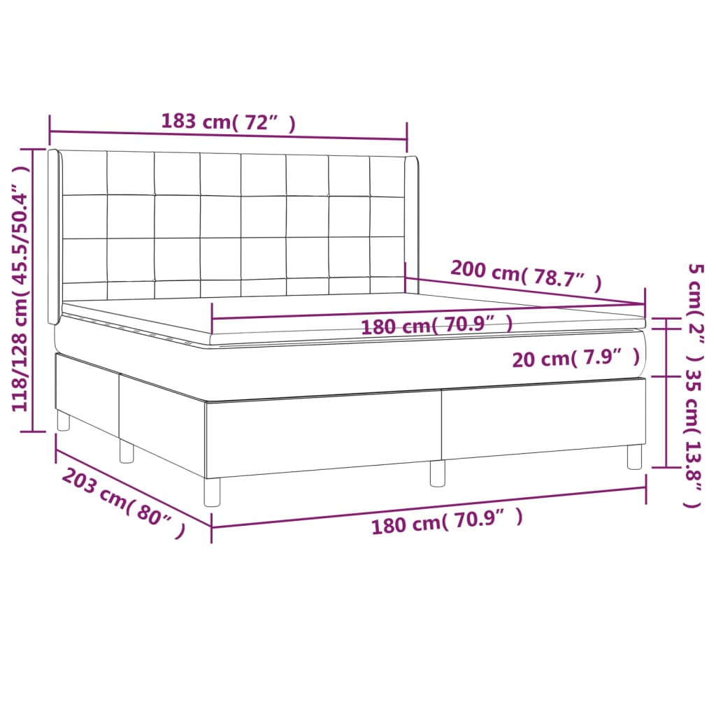 Giroletto a Molle con Materasso Marrone Scuro 180x200cm Tessuto cod mxl 41632