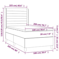 Giroletto a Molle con Materasso Grigio Scuro 100x200 cm Tessuto 3131490