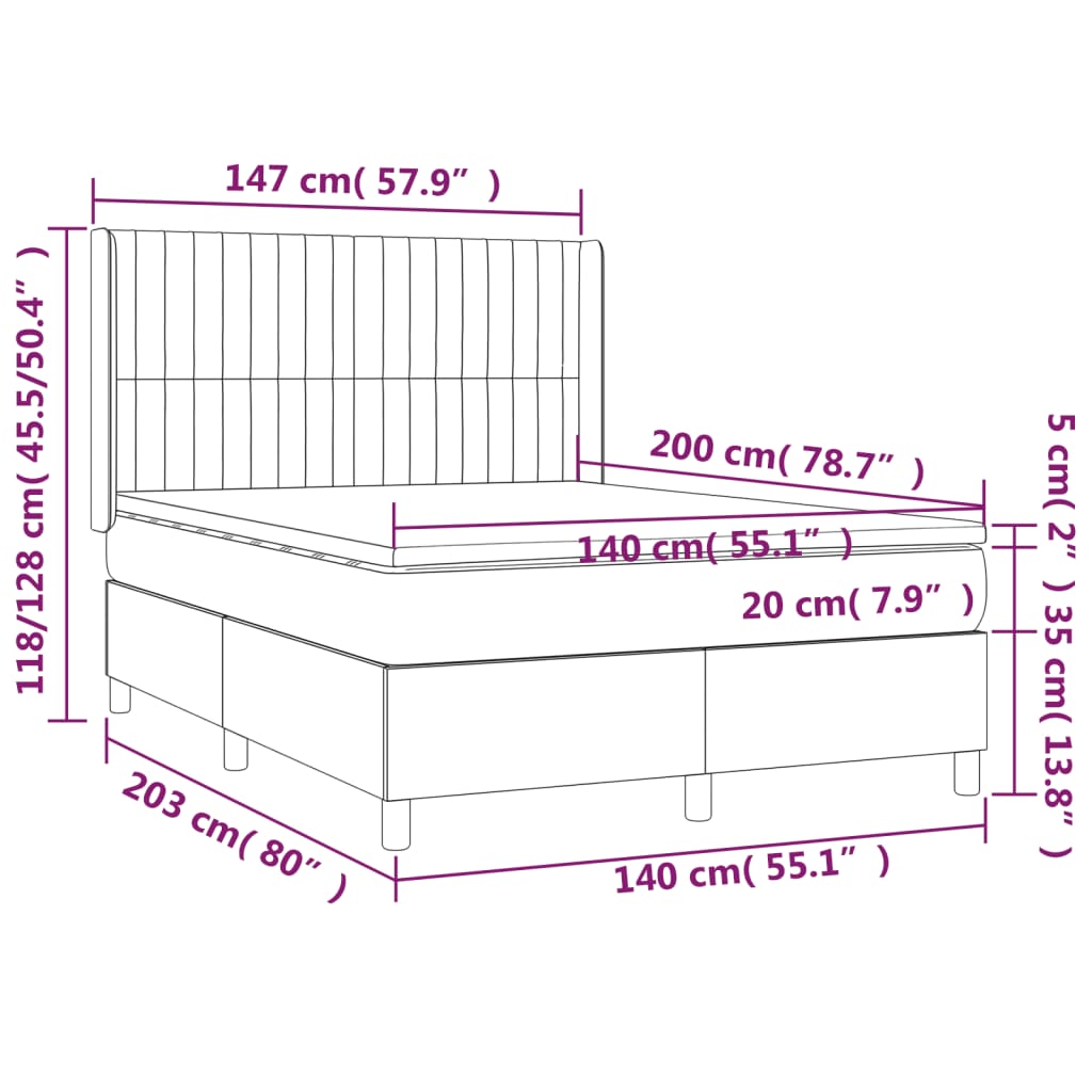 Giroletto a Molle con Materasso Grigio Scuro 140x200cm Tessuto cod mxl 40181