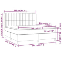 Giroletto a Molle con Materasso Grigio Chiaro160x200 cm Tessuto cod mxl 34777