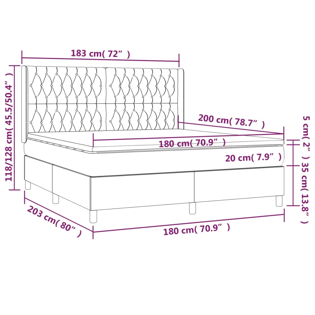 Giroletto a Molle con Materasso Grigio Chiaro180x200 cm Tessuto cod mxl 46967