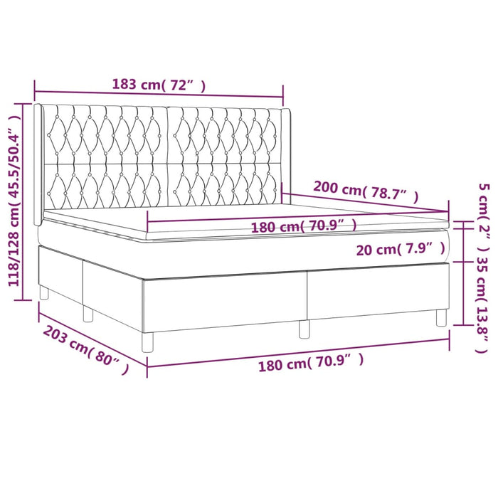 Giroletto a Molle con Materasso Grigio Chiaro180x200 cm Tessuto cod mxl 46967