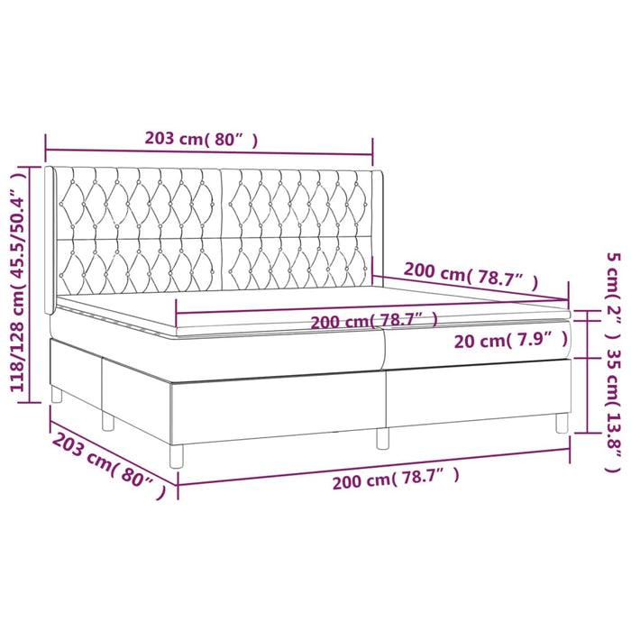 Giroletto a Molle con Materasso Grigio Scuro 200x200 cm Tessuto cod mxl 55460