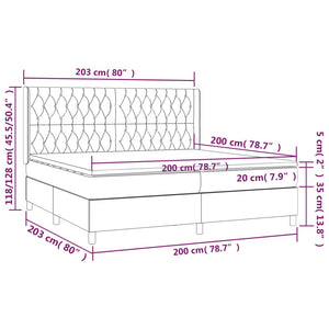 Giroletto a Molle con Materasso Nero 200x200 cm in Tessuto 3131699