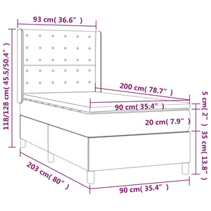 Giroletto a Molle con Materasso Marrone Scuro 90x200 cm Tessuto 3131724