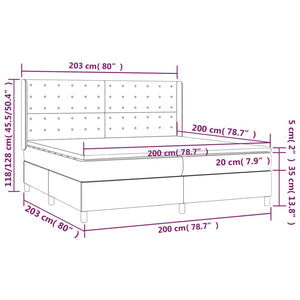 Giroletto a Molle con Materasso Grigio Chiaro 200x200cm Tessuto cod mxl 57834