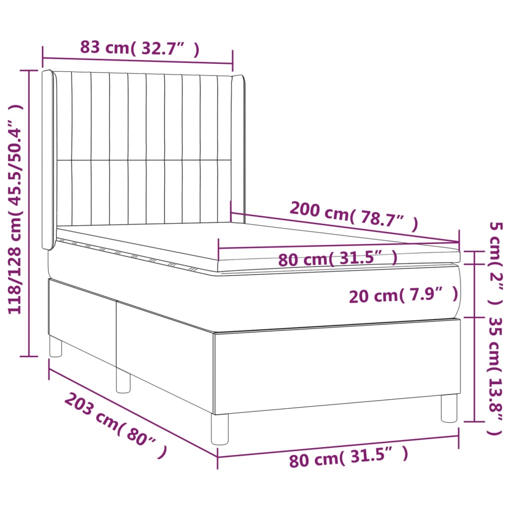 Giroletto a Molle con Materasso Marrone Scuro 80x200 cm Tessuto 3132108