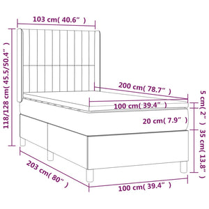 Giroletto a Molle con Materasso Grigio Scuro 100x200 cm Tessuto 3132130