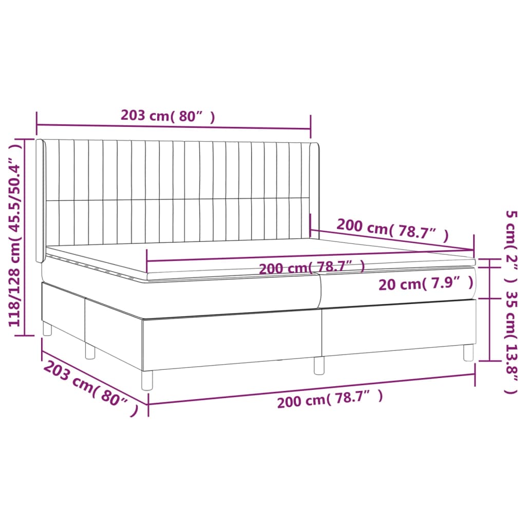 Giroletto a Molle con Materasso Grigio Chiaro 200x200cm Tessuto cod mxl 55360