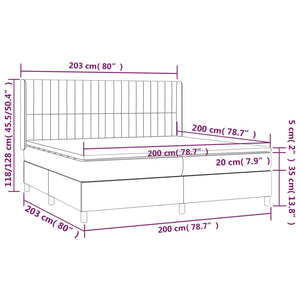 Giroletto a Molle con Materasso Grigio Chiaro 200x200cm Tessuto 3132177