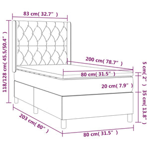 Giroletto a Molle con Materasso Grigio Chiaro 80x200 cm Tessuto cod mxl 63237