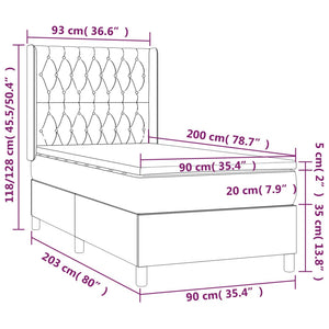 Giroletto a Molle con Materasso Marrone Scuro 90x200 cm Tessuto 3132204