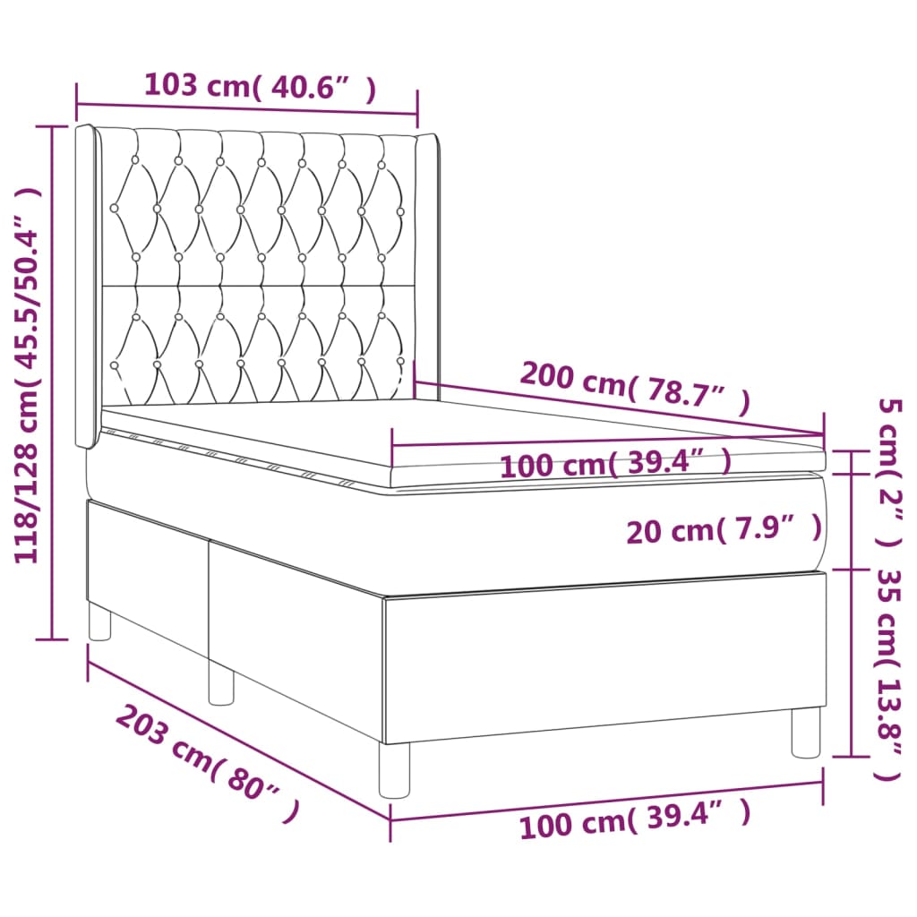 Giroletto a Molle con Materasso Tortora 100x200 cm in Tessuto 3132213