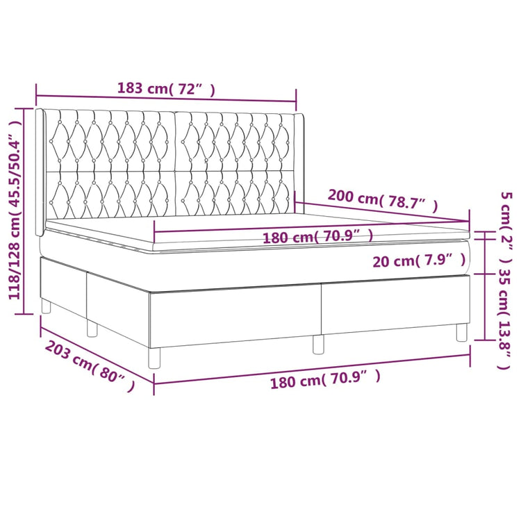 Giroletto a Molle con Materasso Grigio Chiaro180x200 cm Tessuto cod mxl 62422