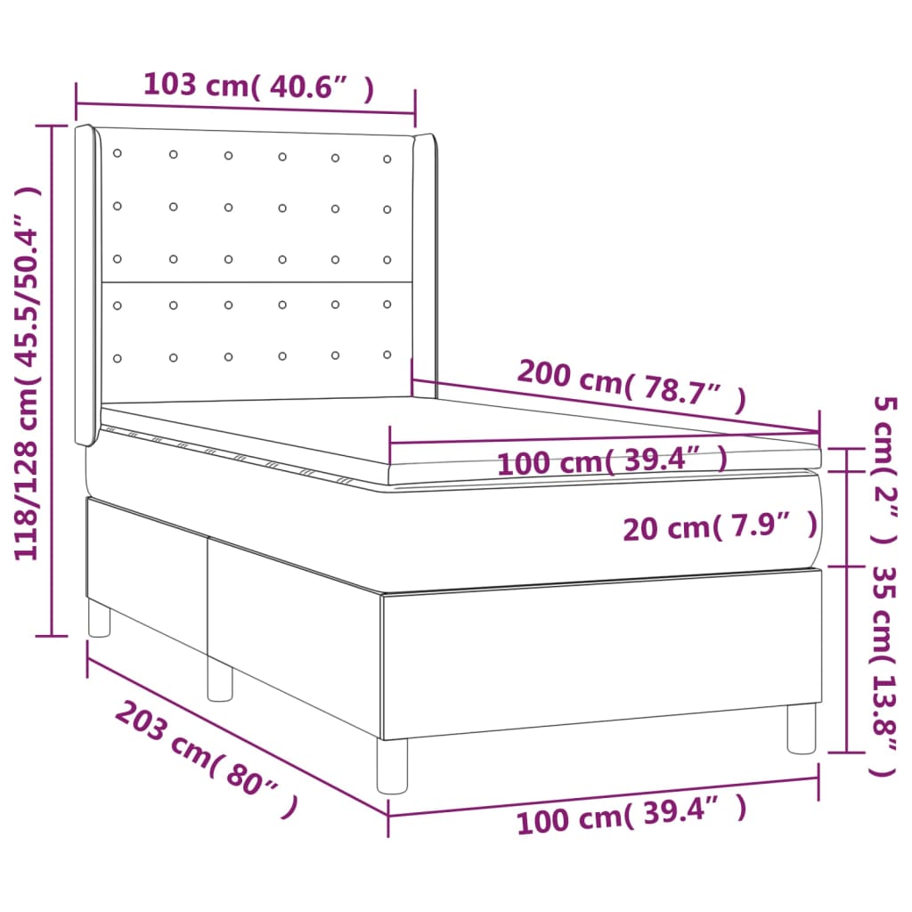 Giroletto a Molle con Materasso Tortora 100x200 cm in Tessuto 3132293