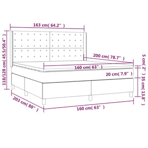 Giroletto a Molle con Materasso Grigio Chiaro160x200 cm Tessuto 3132321