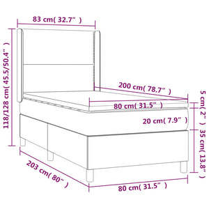 Giroletto a Molle con Materasso Blu Scuro 80x200 cm in Velluto cod mxl 58418