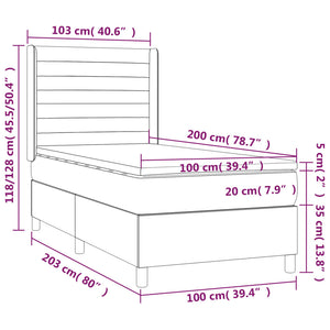 Giroletto a Molle con Materasso Rosa 100x200 cm in Velluto 3132728