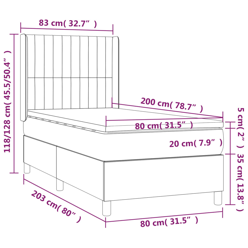 Giroletto a Molle con Materasso Blu Scuro 80x200 cm in Velluto 3132769