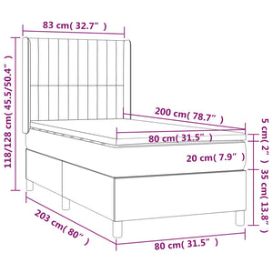 Giroletto a Molle con Materasso Blu Scuro 80x200 cm in Velluto 3132769