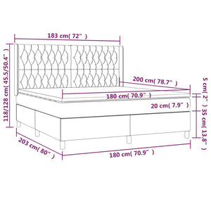 Giroletto a Molle con Materasso Grigio Scuro 180x200 cm Velluto 3132874