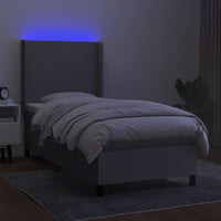 Letto a Molle Materasso e LED Grigio Chiaro 80x200 cm Tessuto cod mxl 35477