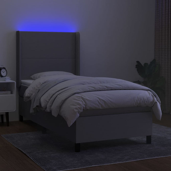 Letto a Molle Materasso e LED Grigio Chiaro 80x200 cm Tessuto 3138109