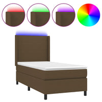 Letto a Molle Materasso e LED Marrone Scuro 80x200cm in Tessuto cod mxl 56120