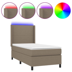 Letto a Molle con Materasso e LED Tortora 80x200 cm in Tessuto cod mxl 61285