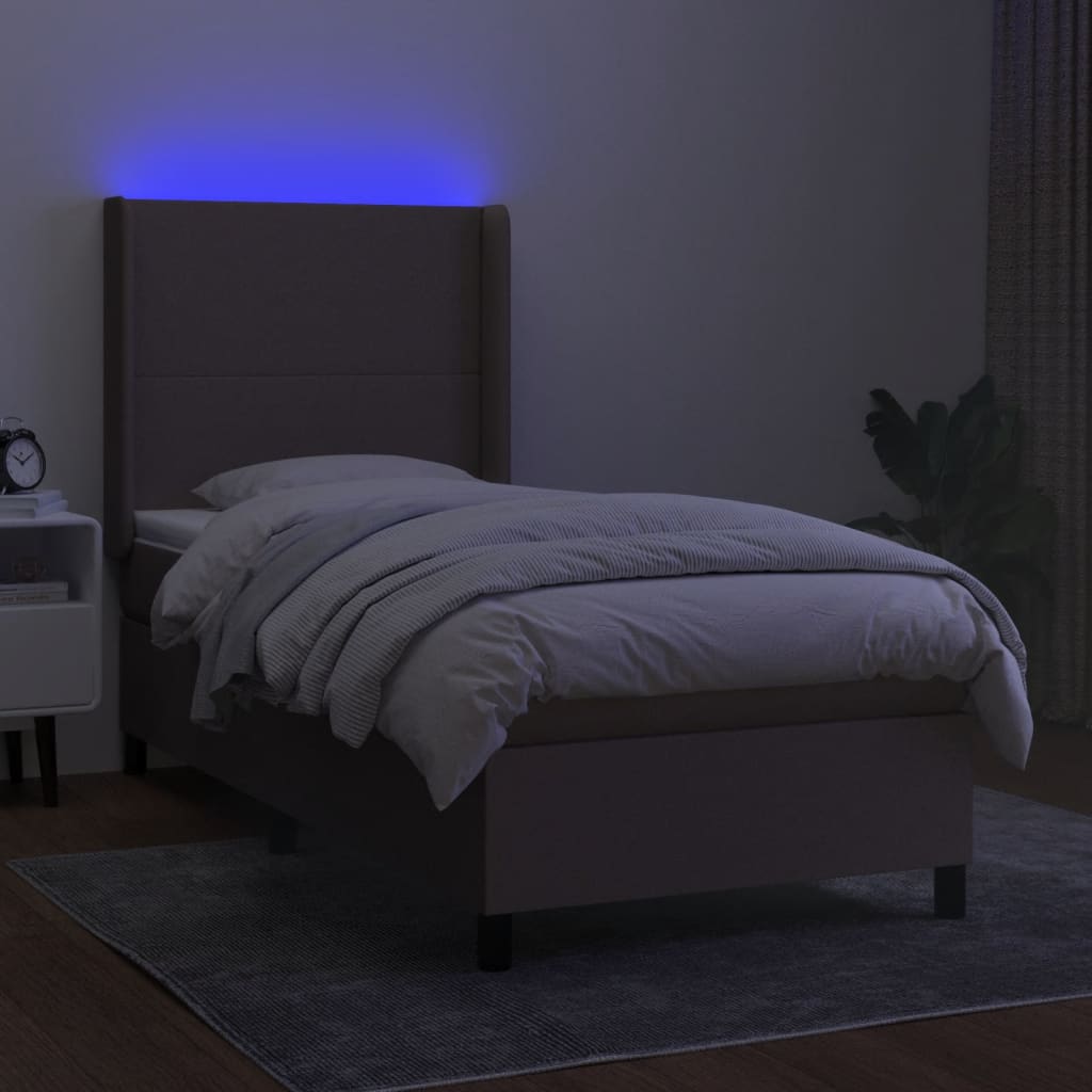 Letto a Molle con Materasso e LED Tortora 80x200 cm in Tessuto cod mxl 61285