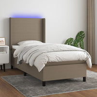 Letto a Molle con Materasso e LED Tortora 80x200 cm in Tessuto 3138113