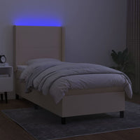 Letto a Molle con Materasso e LED Crema 80x200 cm in Tessuto cod mxl 60712