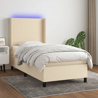 Letto a Molle con Materasso e LED Crema 80x200 cm in Tessuto cod mxl 60712