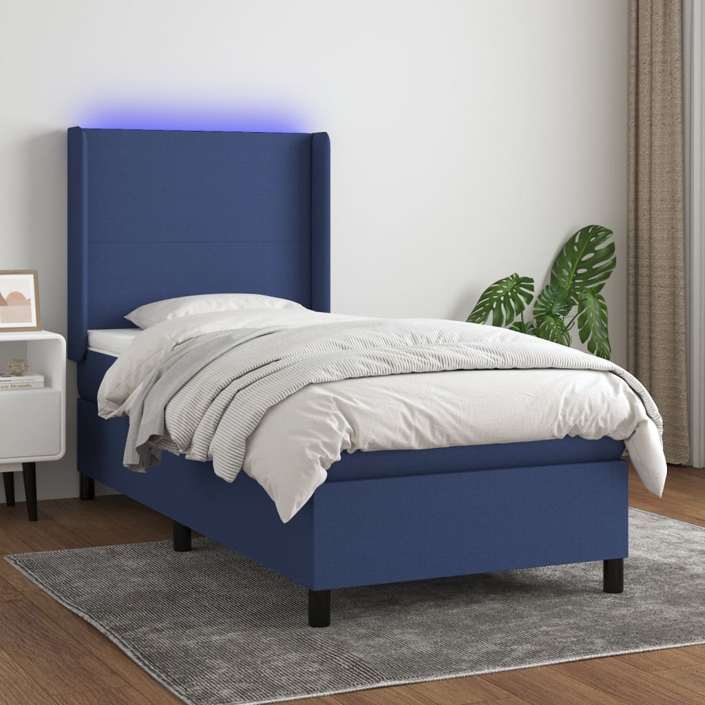 Letto a Molle con Materasso e LED Blu 80x200 cm in Tessuto cod mxl 33443